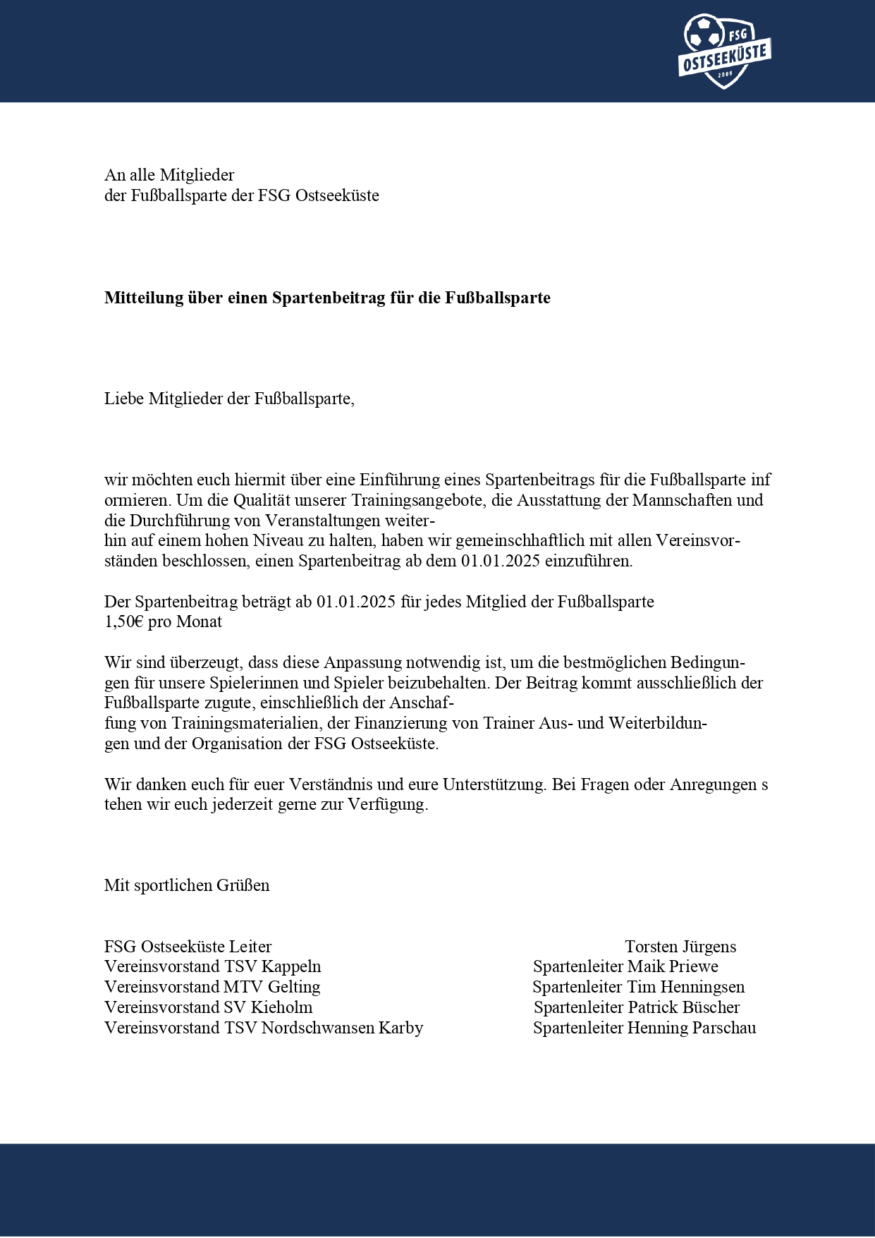 Spartenbeitrag Info Brief FSG Ostseeküste page 0001